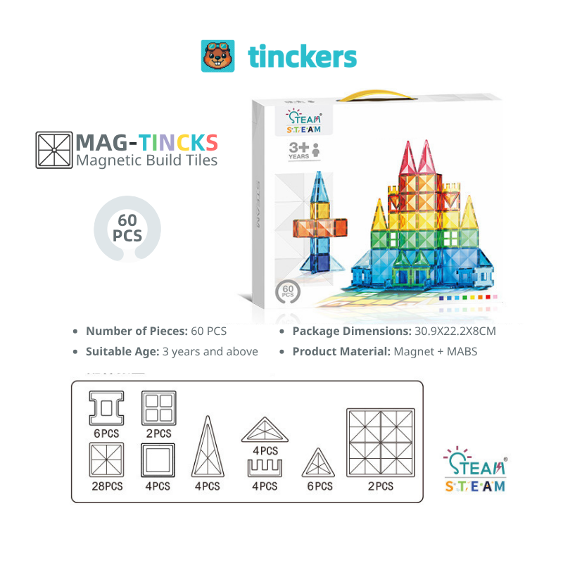 Magnetinckers® Rainbow Builder Collection 40-120 Pieces Set
