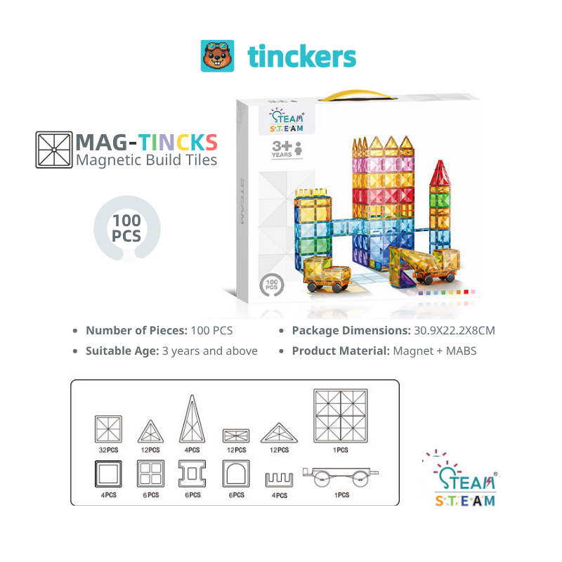 Magnetinckers® Rainbow Builder Collection 40-120 Pieces Set