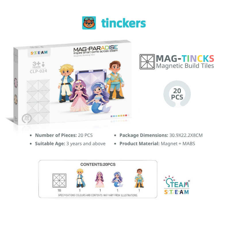 Princess World 20 Pieces Set Tiles Magnetinckers®