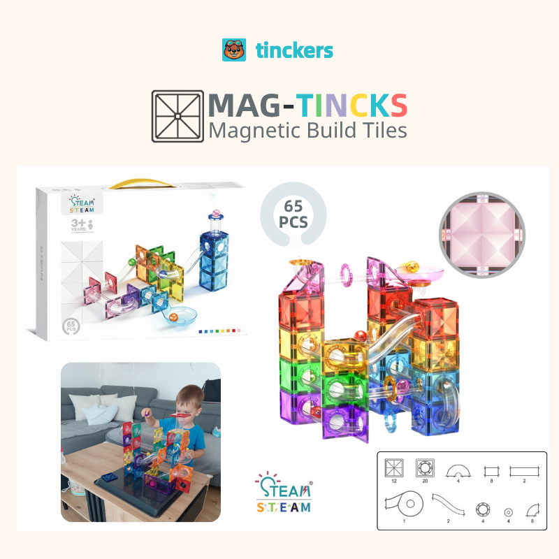 Magnetinckers® Ball Track Builder 65-155 Pieces Set