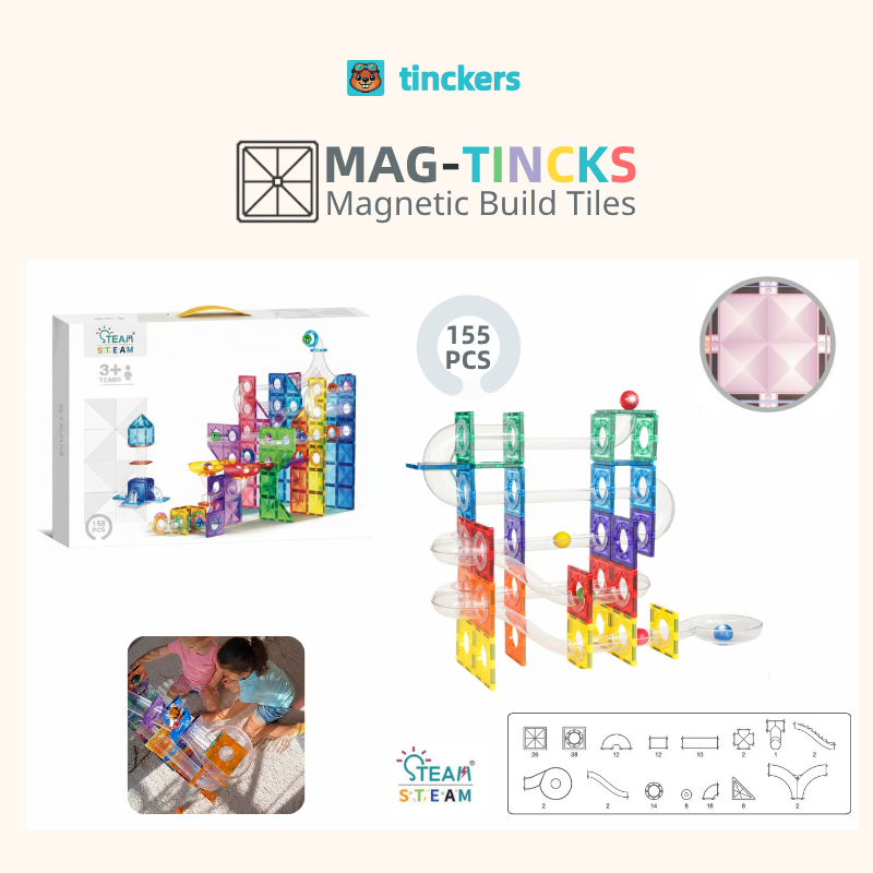 Magnetinckers® Ball Track Builder 65-155 Pieces Set