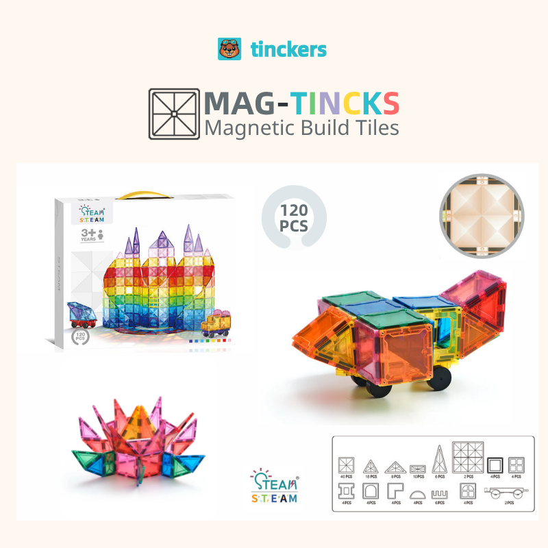 Magnetinckers® Rainbow Builder Collection 40-120 Pieces Set