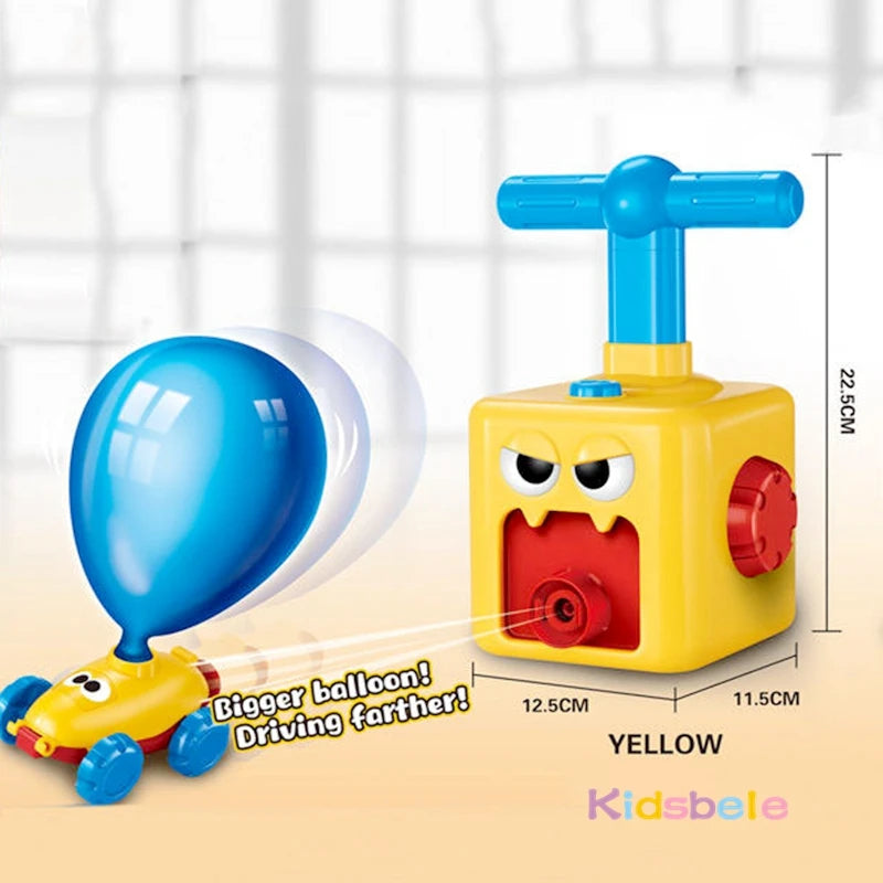 Indoor Outdoor Educational Toy Hand Pressed Air Powered Compressed Balloon Car DIY Toy Launcher Manual Pump Vehicle Party Gift