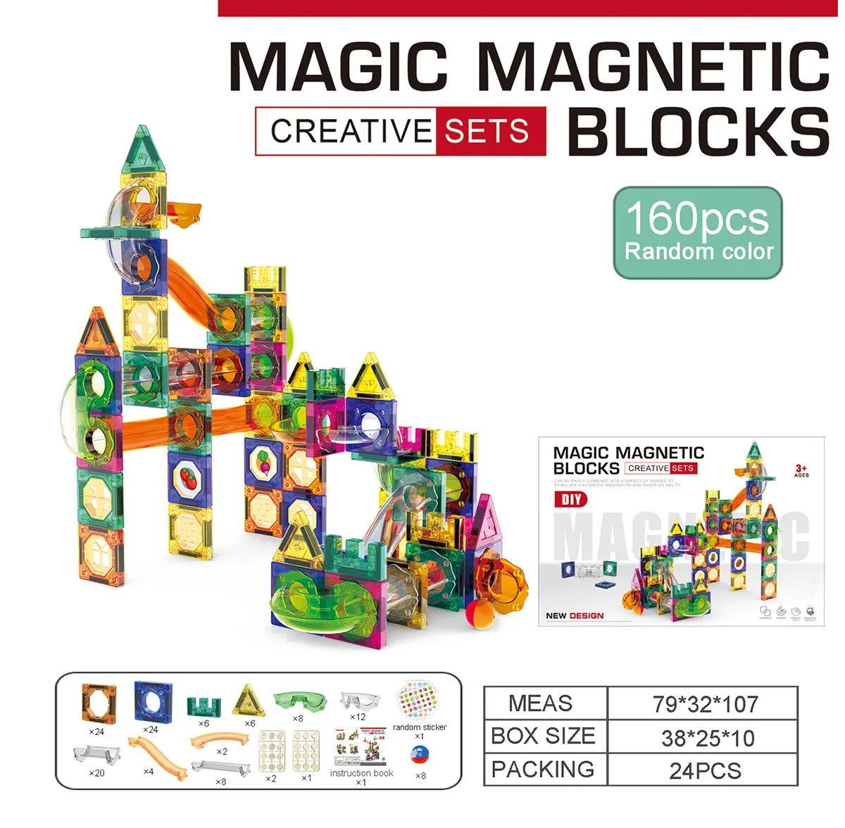 234pcs Children's Gift Track Ball Magnetic Block Parent Child Puzzle Assembly Toy Gift 3-6 Year Old Intellectual Development