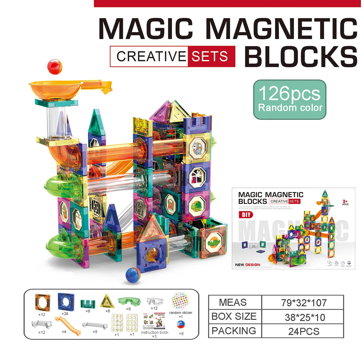 234pcs Children's Gift Track Ball Magnetic Block Parent Child Puzzle Assembly Toy Gift 3-6 Year Old Intellectual Development