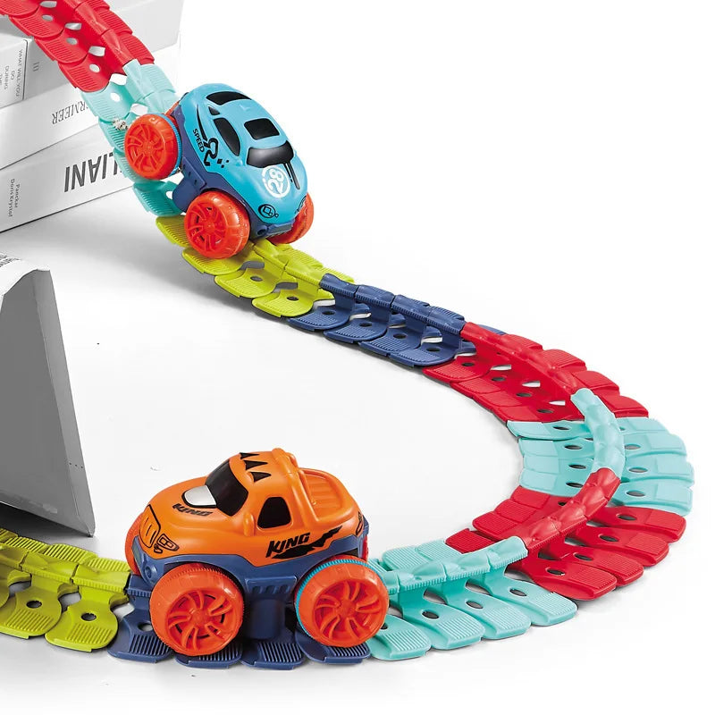 Rechargeable Soft Rubber Flexible Railcar Electric Diy No Derailment Rail Car Roller Coaster Toys For Children