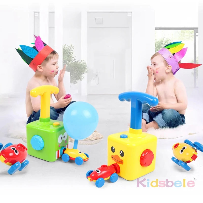 Indoor Outdoor Educational Toy Hand Pressed Air Powered Compressed Balloon Car DIY Toy Launcher Manual Pump Vehicle Party Gift
