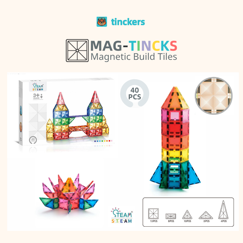 Magnetinckers® Rainbow Builder Collection 40-120 Pieces Set