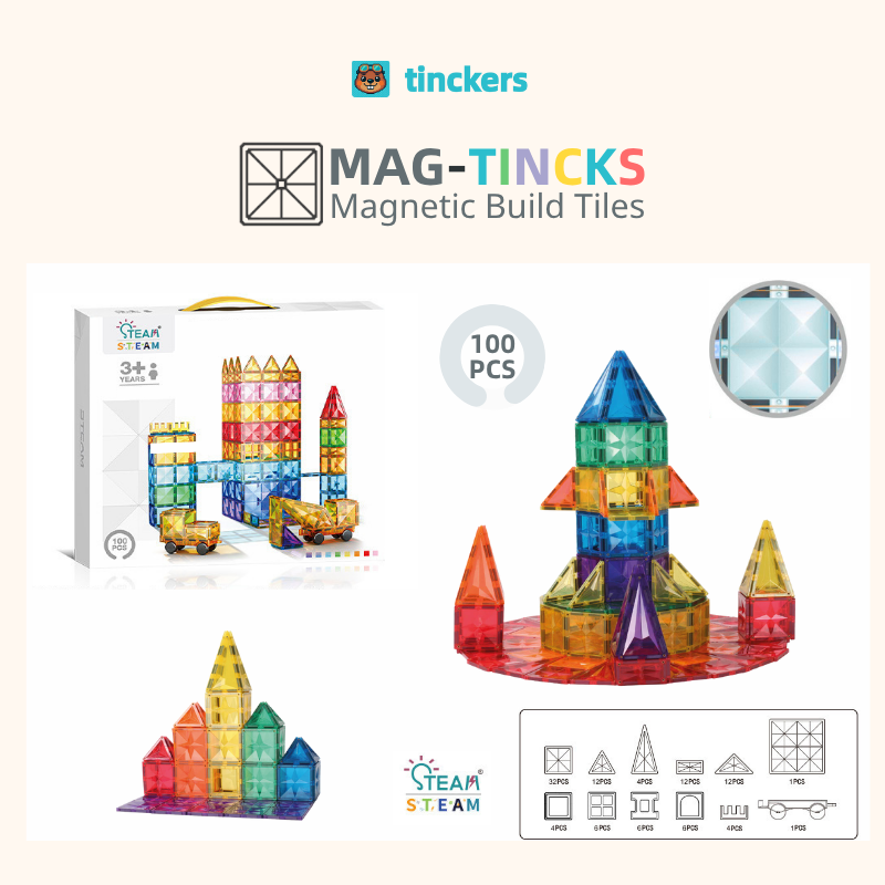 Magnetinckers® Rainbow Builder Collection 40-120 Pieces Set