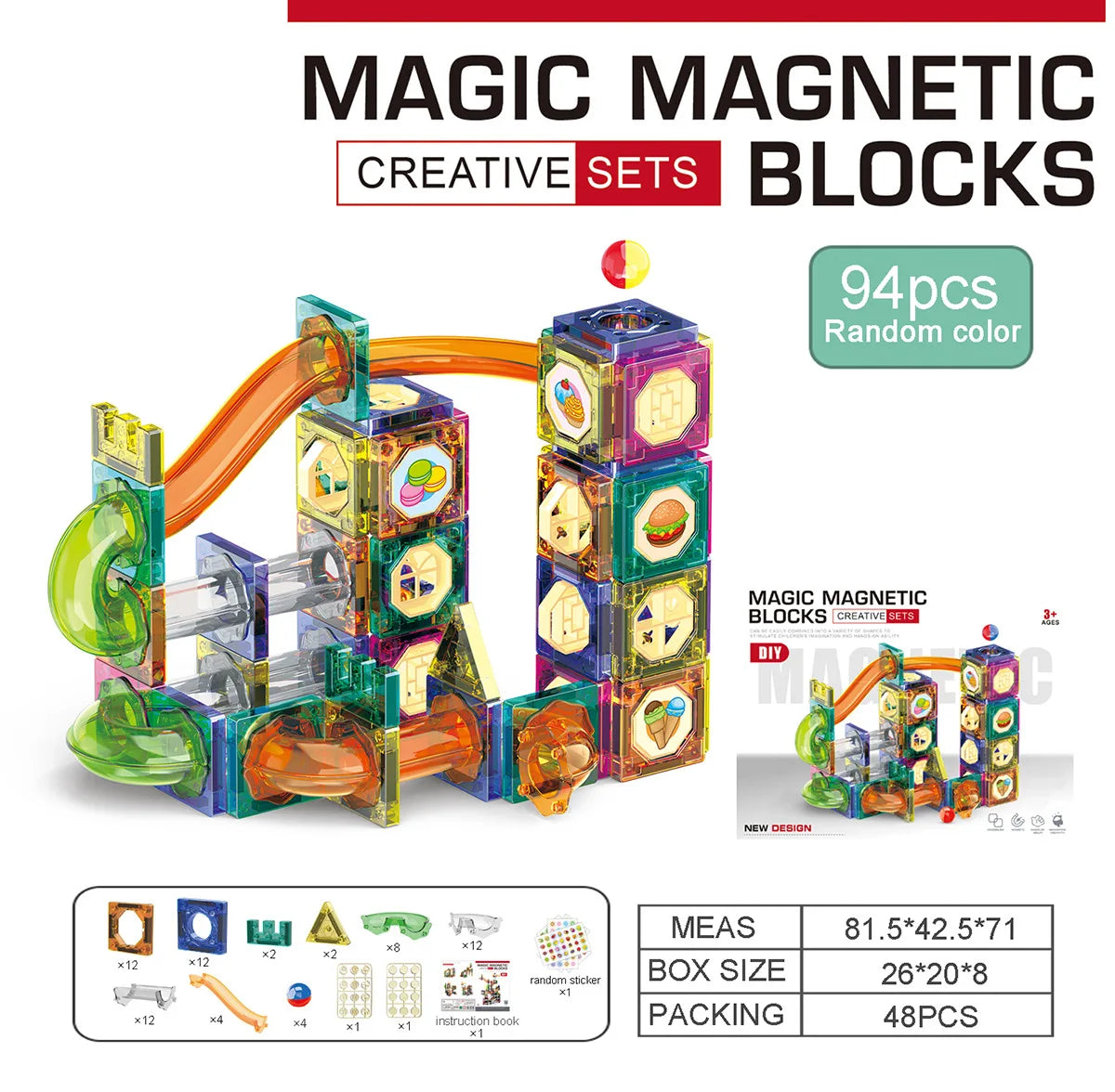 234pcs Children's Gift Track Ball Magnetic Block Parent Child Puzzle Assembly Toy Gift 3-6 Year Old Intellectual Development
