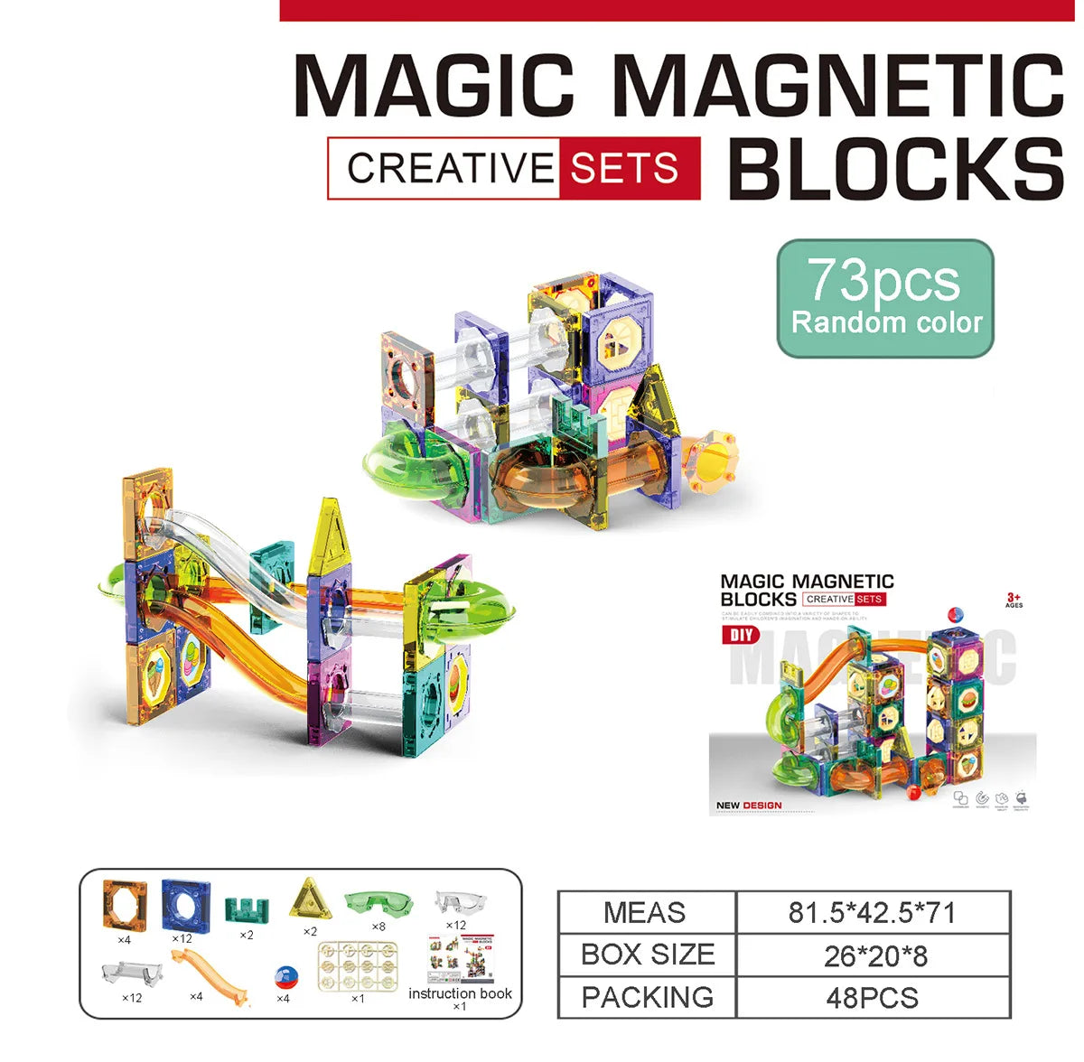 234pcs Children's Gift Track Ball Magnetic Block Parent Child Puzzle Assembly Toy Gift 3-6 Year Old Intellectual Development