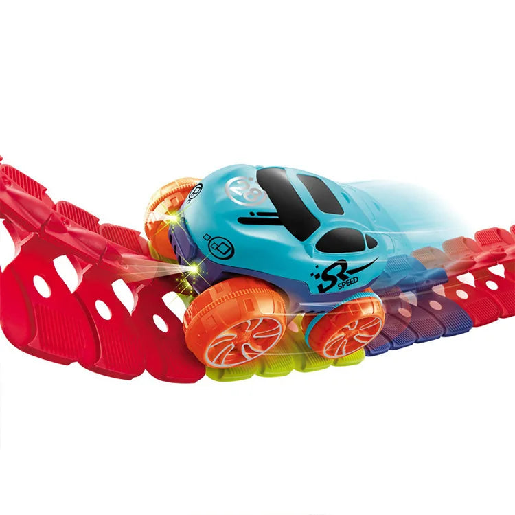 Rechargeable Soft Rubber Flexible Railcar Electric Diy No Derailment Rail Car Roller Coaster Toys For Children