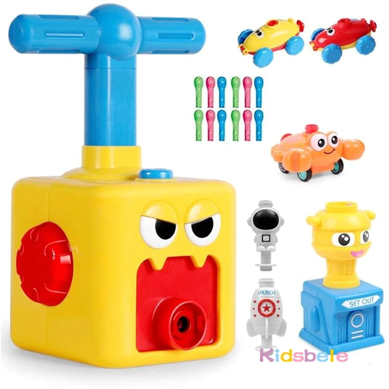 Indoor Outdoor Educational Toy Hand Pressed Air Powered Compressed Balloon Car DIY Toy Launcher Manual Pump Vehicle Party Gift