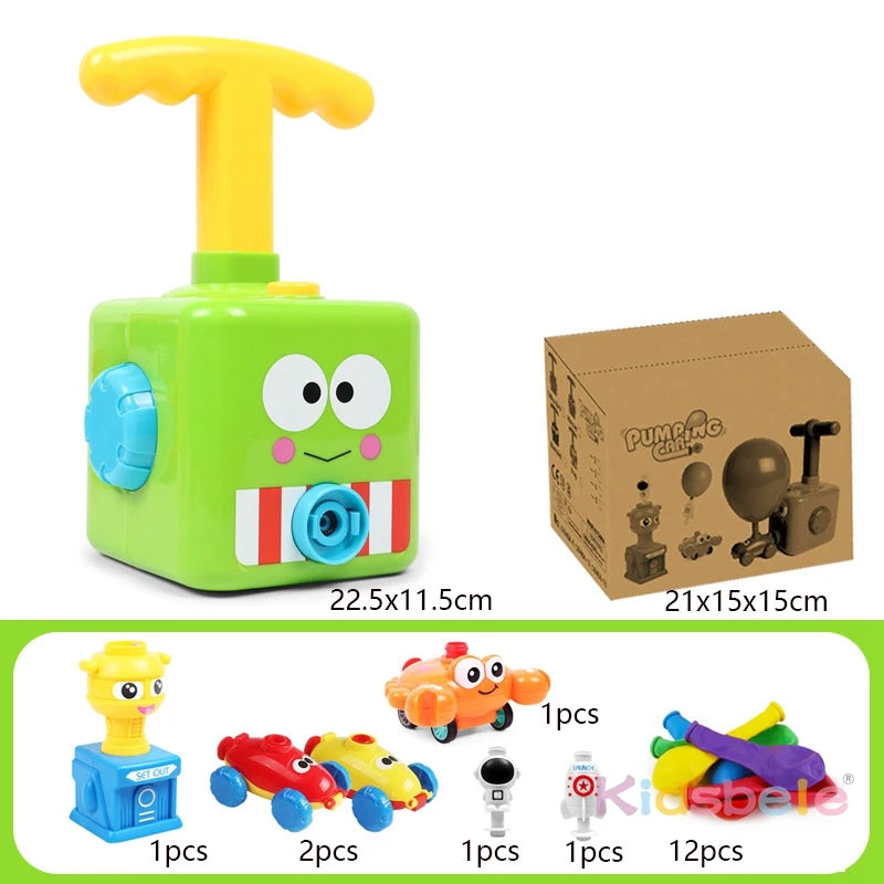 Indoor Outdoor Educational Toy Hand Pressed Air Powered Compressed Balloon Car DIY Toy Launcher Manual Pump Vehicle Party Gift