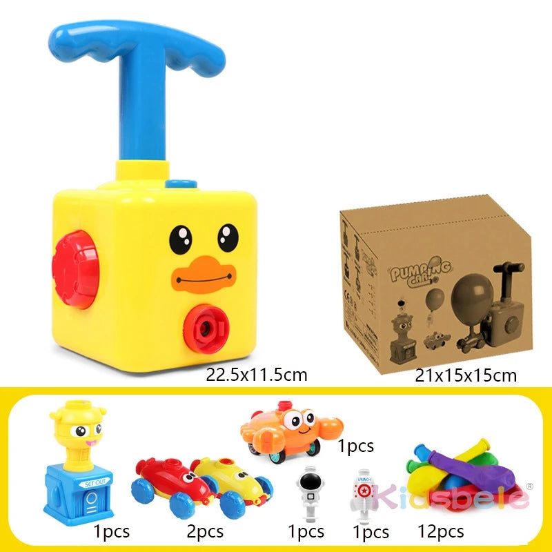 Indoor Outdoor Educational Toy Hand Pressed Air Powered Compressed Balloon Car DIY Toy Launcher Manual Pump Vehicle Party Gift