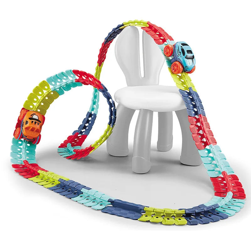 Rechargeable Soft Rubber Flexible Railcar Electric Diy No Derailment Rail Car Roller Coaster Toys For Children