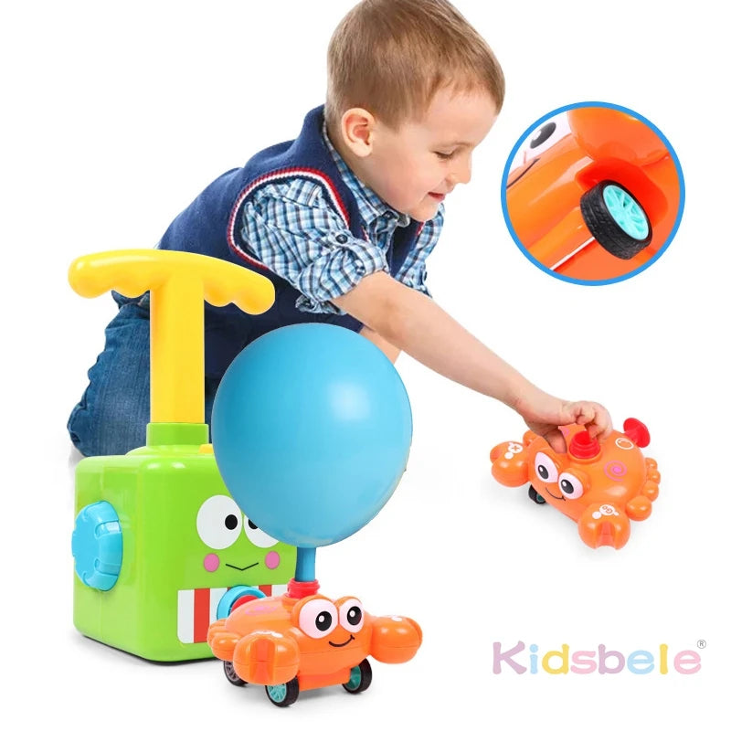 Indoor Outdoor Educational Toy Hand Pressed Air Powered Compressed Balloon Car DIY Toy Launcher Manual Pump Vehicle Party Gift